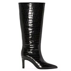 Worthington Pleasant Stiletto Heel Dress Boots Womens Sz 9.5 Black Alligator